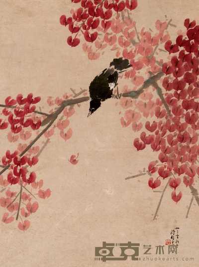 陈树人 1944年作 红叶落 立轴 73.5×55cm